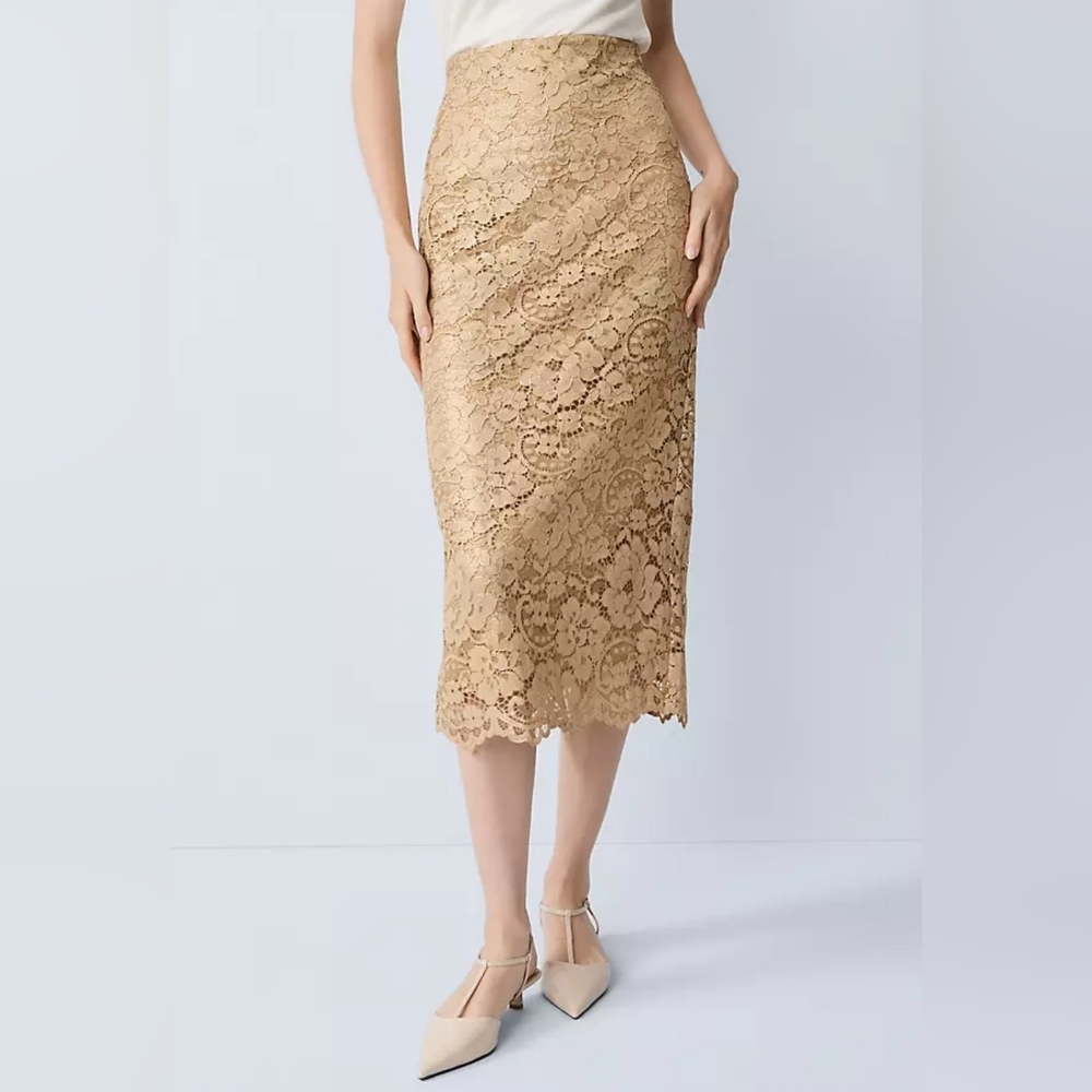 (1770) NWT ANN TAYLOR Lace Column Midi Skirt, Size 4